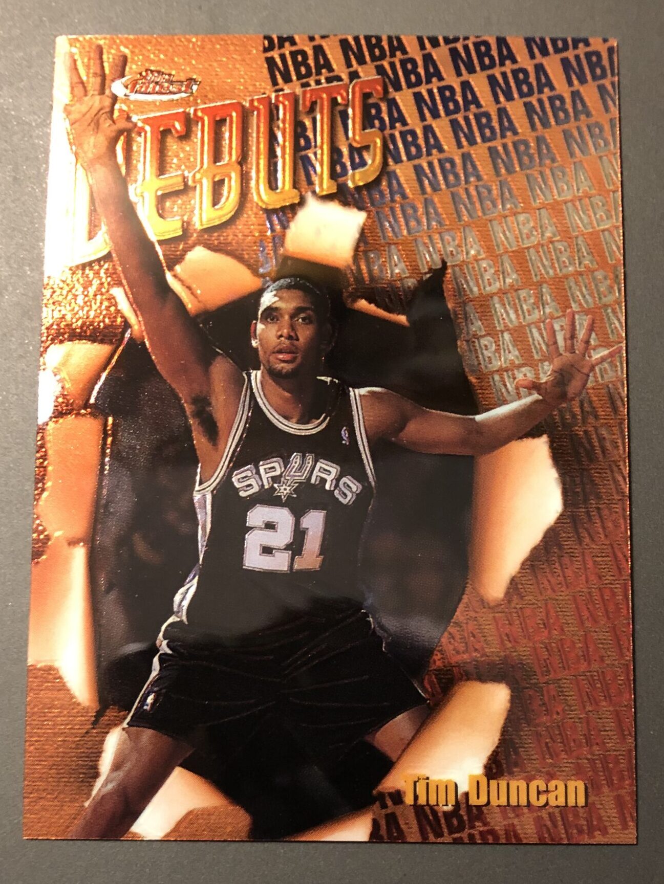 1997-98 Finest #101 Tim Duncan Rookie, Debuts D1 – Cataloged Clutter